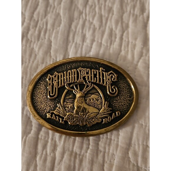 Union Pacific Railroad Solid Brass1983 Vintage Belt Buckle